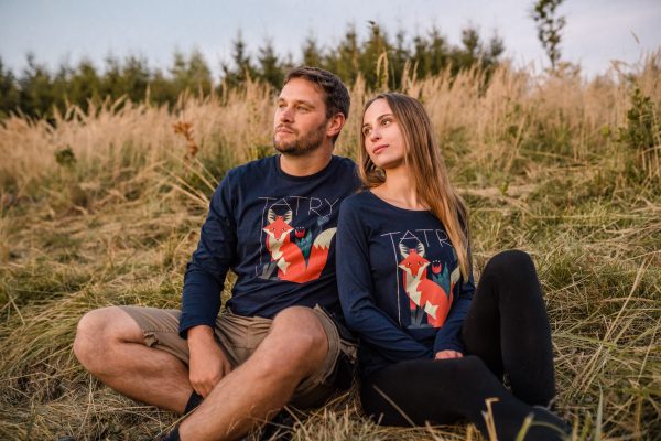 Pánske tričko Lišiak tatranský s dlhým rukávom tmavomodré - Image 3