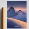 Digitálne premaľovaný poster panorámy Ťažkého štítu a Vysokej z Rysov. Vysoké Tatry.