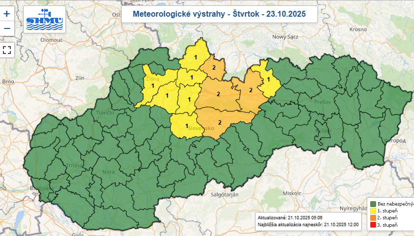 Výstraha pred vetrom v Tatrách