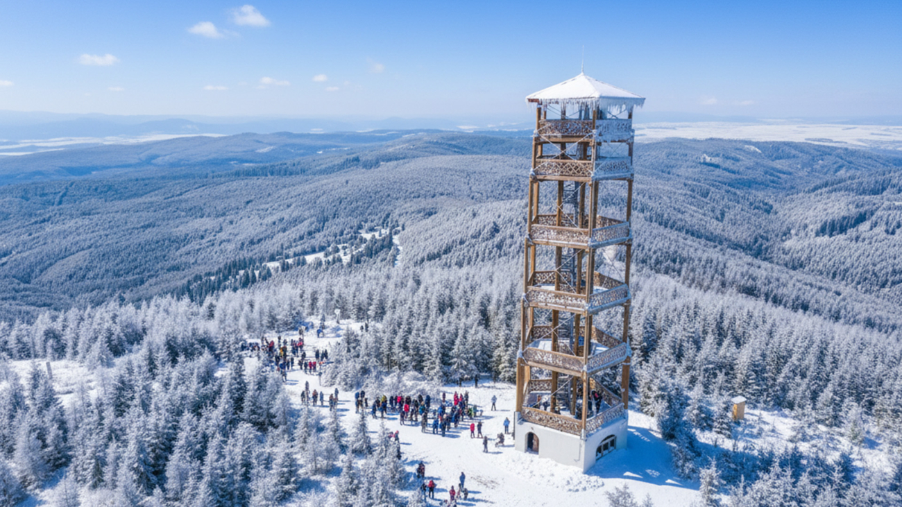 Výhľad na Vysoké Tatry z rozhľadne Marčulina na vrchu Javorina v Levočských vrchoch. Foto: Envato.
