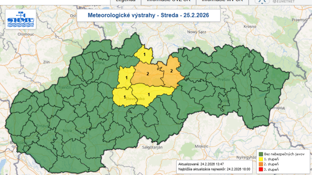 V stredu bude v horách silno fúkať