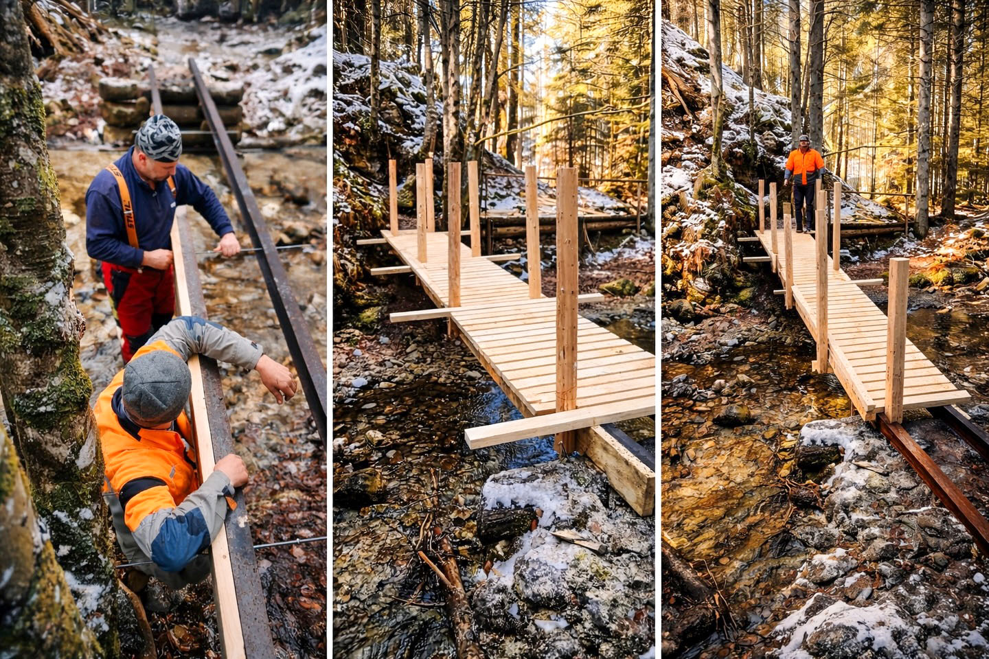 Práce na novom moste v Juráňovej doline. Foto: Správa TANAPu.